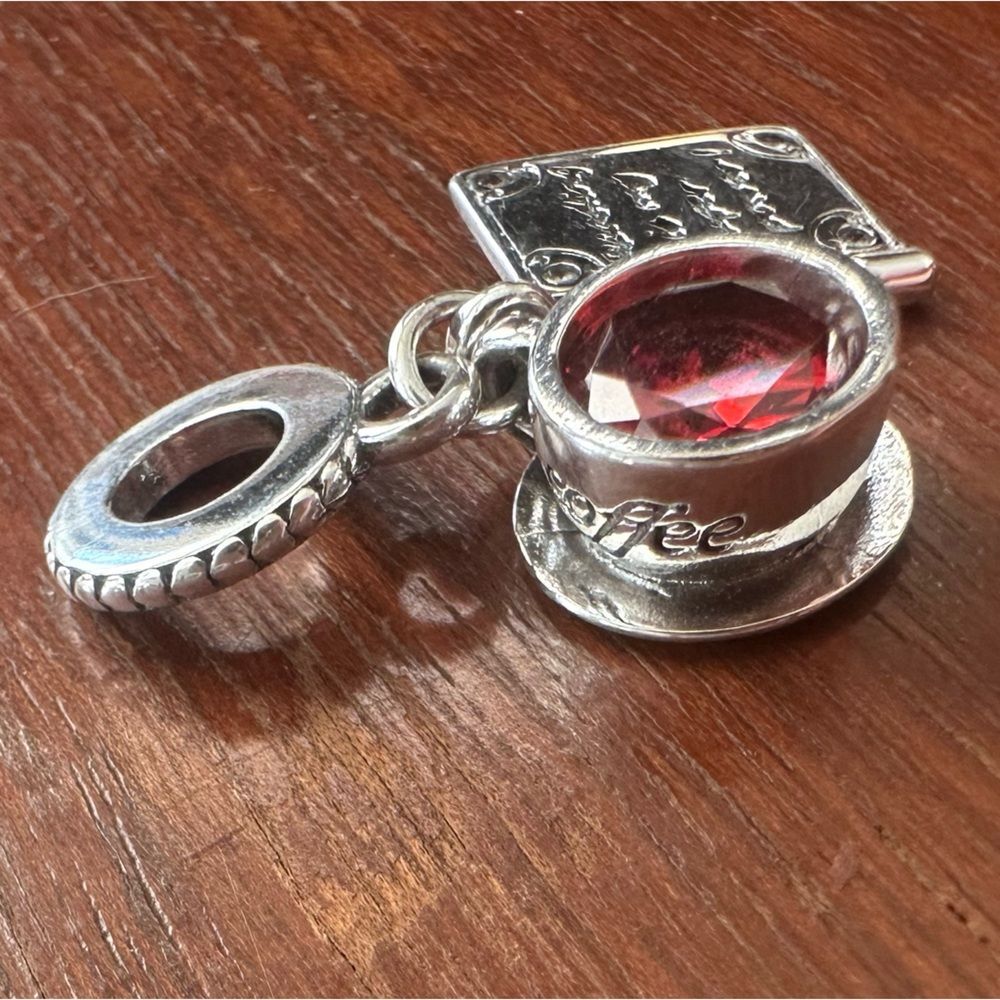 NWOT Coffee & Book S925 Silver Pandora FIT Dangle Charm - Picture 3 of 8